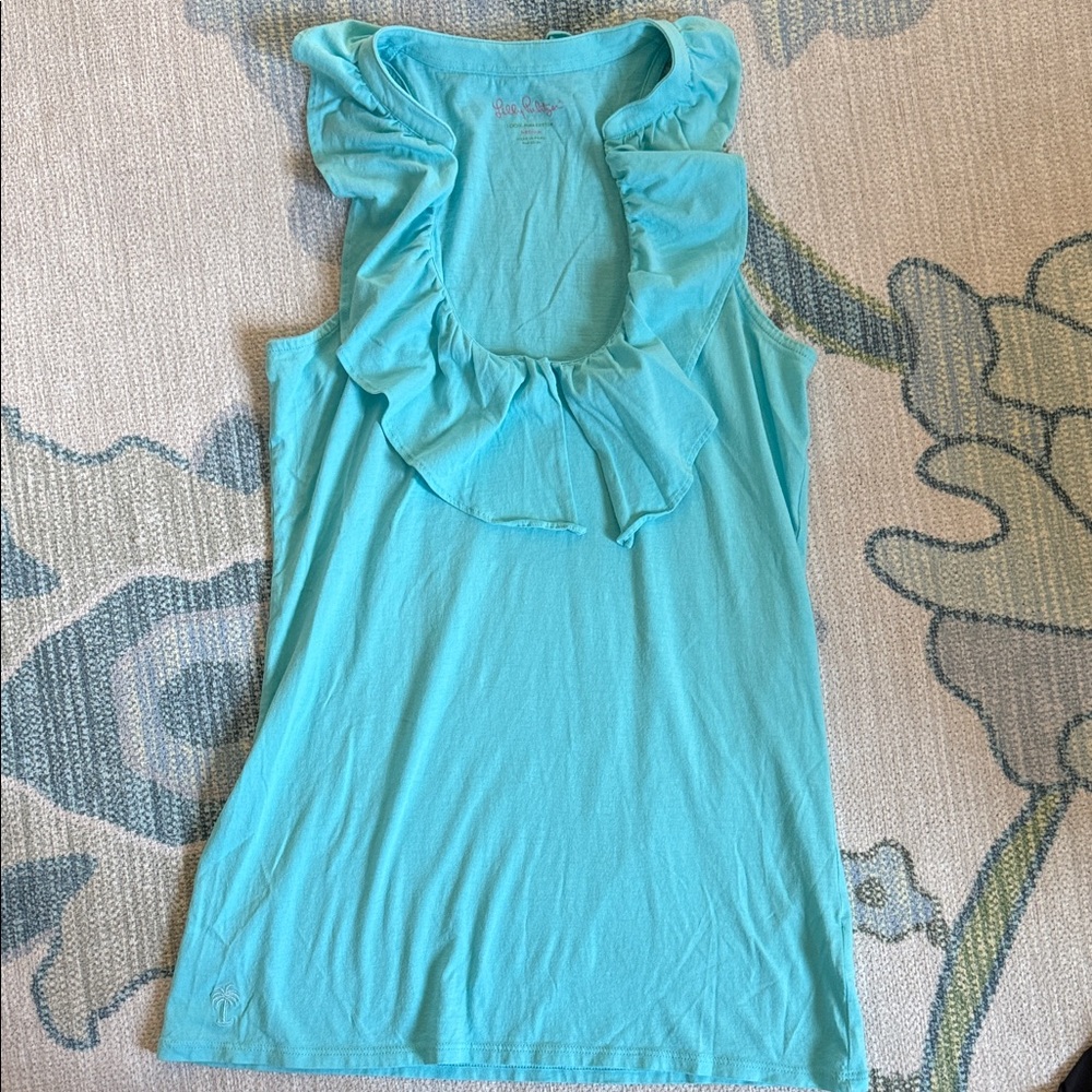 Lilly Pulitzer Turquoise Ruffle Tank Top